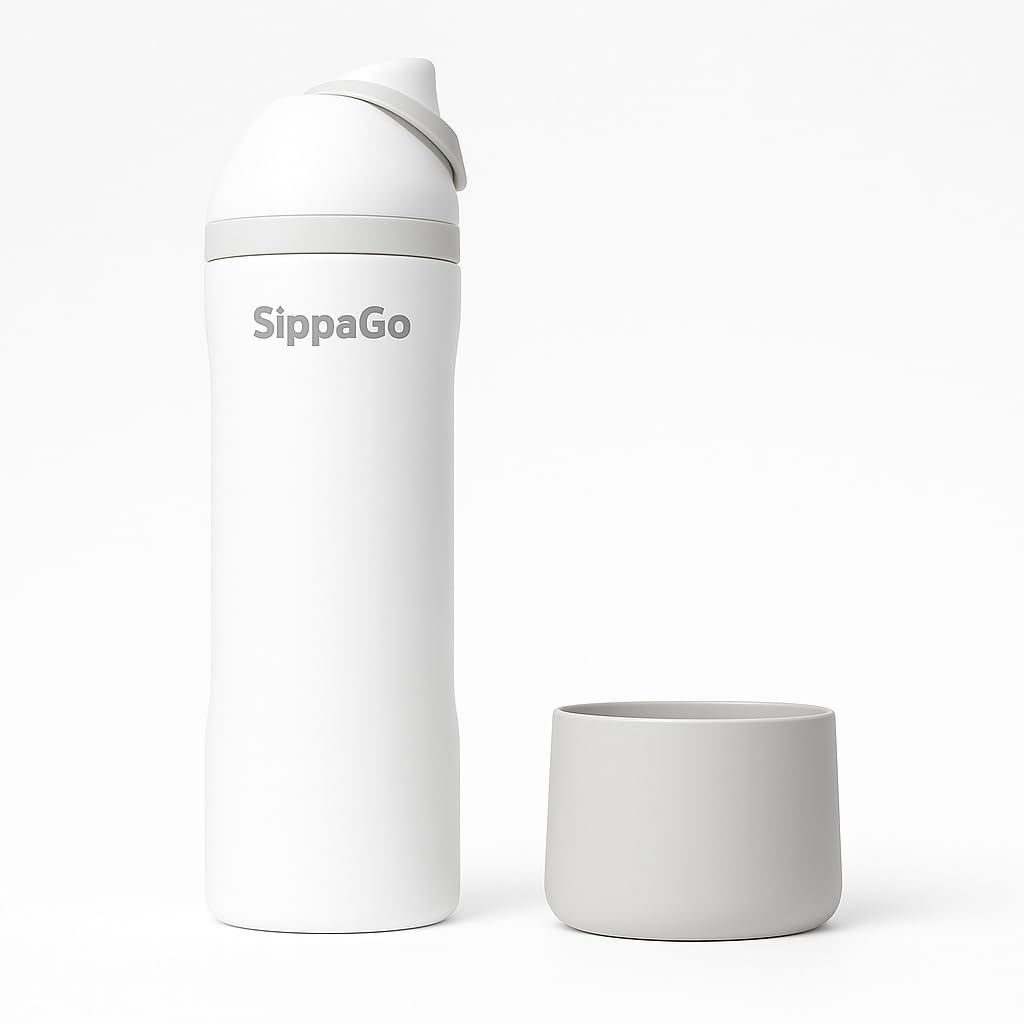 Photo 1 of **DIFFERENT COLOR/LID IS DAMAGED**
SippaGo Insulated Water Bottle 24oz – Stainless Steel Double Wall Vacuum Flask with Straw Lid – Leakproof Travel Tumbler