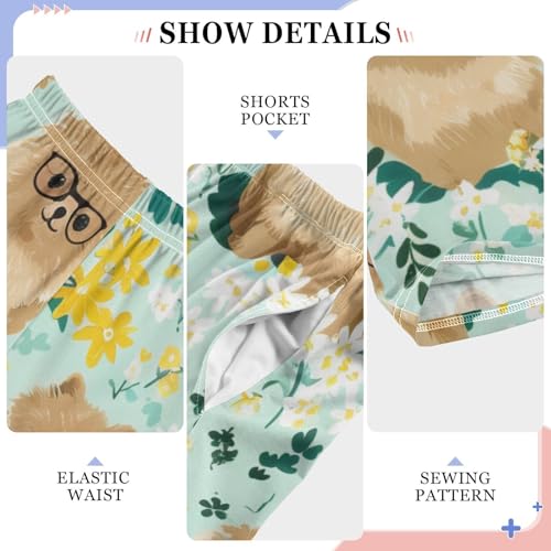 ZZXXB Lovely Pomeranian Flowers Boys Long Pants Soft Trousers Elastic Waist Kids Lounge Bottoms with Pockets S-XL4