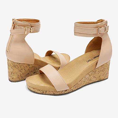 DREAM PAIRS Women's Open Toe Buckle Ankle Strap Platform Wedge Sandals Summer Shoes.4