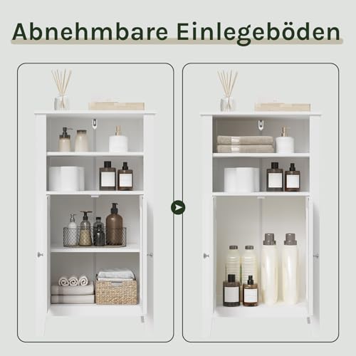 EUGAD Badschrank Badzimmerschrank Küchenschrank Beistellschrank Kommode in Schlafzimmer Flur aus MDF mit verstellbare Regalebene Weiß 92.5x30x50cm