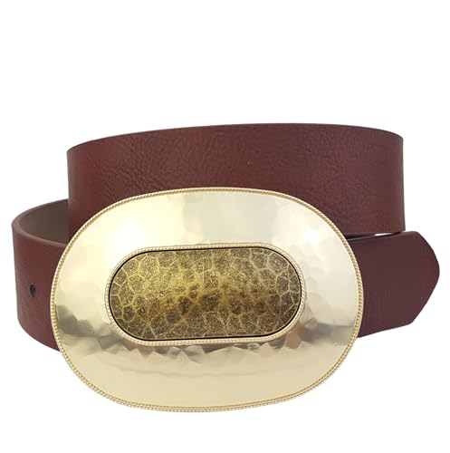 Trendy Gold Buckle Belt with animal friendly vegan belt - Main Image