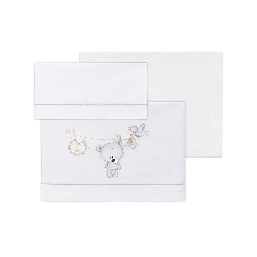 INTERBABY - Set di lenzuola Stendibiancheria Orso Termometro Bianco Grigio