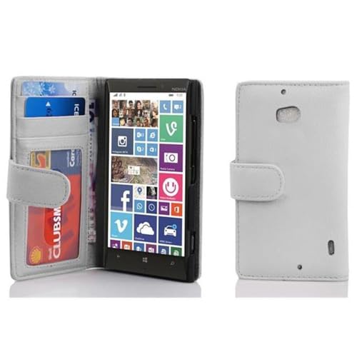 Cadorabo Hülle kompatibel mit Nokia Lumia 929/930 aus Premium Kunst Leder Flip Klappbare Stoßfeste Magnetische [Standfunktion] [Kartenfächern] Cover Hülle für Nokia Lumia 929/930 Tasche in Weiß