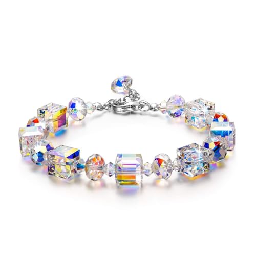 Northern Lights Ladies Crystal Bracelet, 17.8 cm with 5 cm Extension, Jewelry Gift Box for Mother's Day, Birthdays, and Anniversaries
