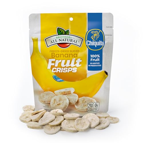Brothers All Natural Freeze Dried Fruit Crisps, Chiquita Banana, 2 Oz (Pack of 8), Made with 100% Fruit, Gluten Free, Soy Free, Vegan, Heathy Snack, Resealable Pouch