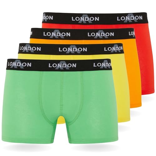 FM London Pacchetto da 4/8 Mutande Uomo, Boxer Uomo Cotone, Aderenti e Confortevoli per l'Uso Quotidiano, Neon Assortiti (4 Pezzi), XL