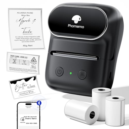 Phomemo Etiquetadora Bluetooth, máquina térmica sin tinta con más de 400 plantillas listas para usar, impresora de etiquetas M108 perfecta para tarros de cocina, etiquetas de precios, etiquetas de