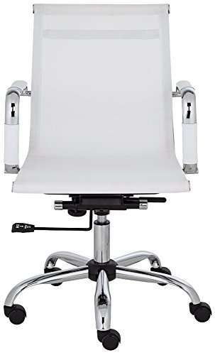 Studio 55D Lealand White And Chrome Low Back Desk Chair #TOP2