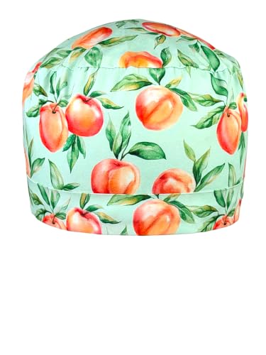 Image of Scrub Cap for Women and Men, Ponytail Scrub Caps, Working Hat, Head Cover with Ribbon Ties and Buttons, Long Hair