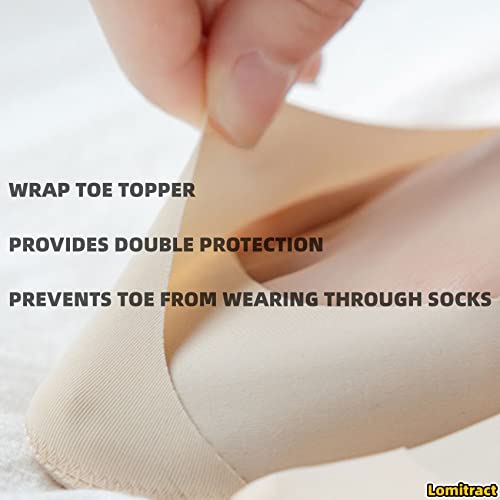 Lomitract No Show Toe Topper Half Sling Back Socks For Womens Loafer Flats Heels Pumps: Ultra Low Cut Invisible Footies With Strap, Not See, Nylon Short Rise Hidden Liner Sox Non Slip, Black Nude #TOP3