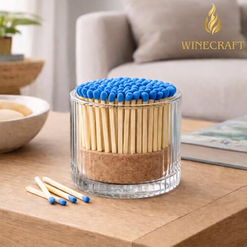 Image of 150 Count | 2 inch Blue Matches | Strikers Included | Color Tip Wooden Match | Refill for Matchstick Jars, Candle Display, Holders & Bottles | 2 in inches Long