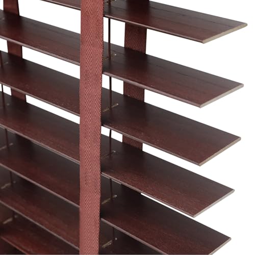 Venetian Blinds for Indoor Window Wood Cordless Horizontal Blinds for Bathroom Bedroom Door Window 2" Slats Wooden Privacy Shades Custom Size(Wine red)