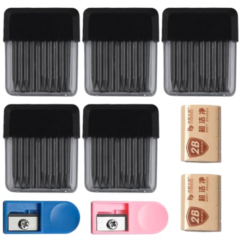 YOYEAH Zirkelminen - 100 Stück 2B Zirkel Ersatzminen mit Radiergummi, 2 mm Durchmesser Zirkel Ersatzminen，2 cm Lang fur Zirkelspitzer，Mathematische Zeichnungserstellung und Holzbearbeitungsmarker.