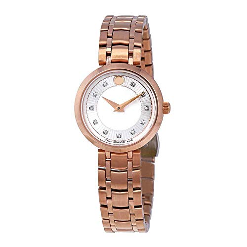 Movado Women's 1881 28mm Rose Gold-Tone Steel Bracelet Case Quartz Silver-Tone Dial Analog Watch 607100