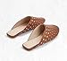 LUCKY STEP Women's Rivet Mules Flats Closed Toe Leather Fashion Slippers Sparkly Comfortable Backless Slip on Slides(7 M US Brown)