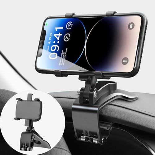 JunDa スマホ車載ホルダー クリップ式 カーマウント ダッシュボード・デスクにも適用 スマホスタンド 着脱簡単