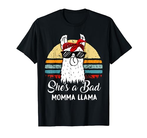 She's a Bad Momma Llama TShirt Funny Retro Vintage Mama T-Shirt