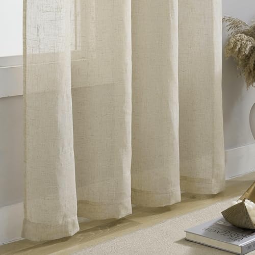 Home Brilliant Premium Linen Semi Sheer Curtains Drapery for Privacy, Linen Voile Curtains for Bedroom Living Room, Rod Pocket, 72 inch Drop, 2 Pack - Cosy Home Interiors Home Brilliant Premium Linen Semi Sheer Curtains Drapery for Privacy, Linen Voile Curtains for Bedroom Living Room, Rod Pocket, 72 inch Drop, 2 Pack - Image 7