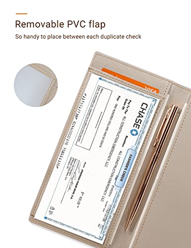 Zreal Checkbook Cover For Men & Women, Premium Vegan Leather Checkbook Holder Slim Wallets For Duplicate Checks With Rfid Blocking (Tan) #TOP4