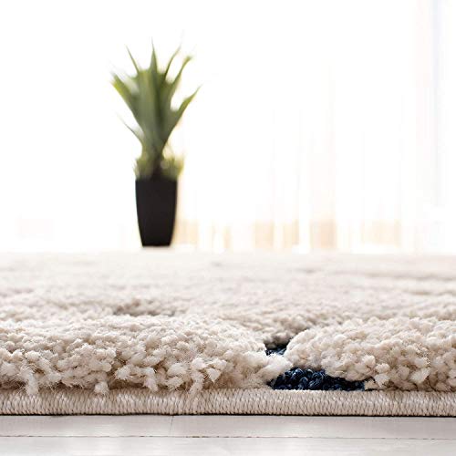 Image of Handwoven Microfibre 3D Rug for Living Room (Ivory & Blue, 2 X 8 Feet (Runner), Microfibre)