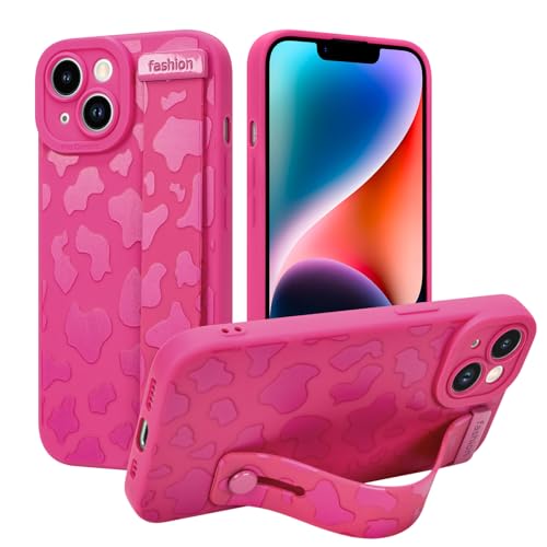 Coque pour iPhone 15 Pro Max souple avec sangle réglable rose