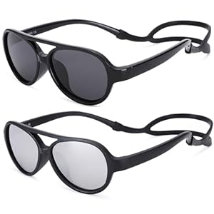 COASION Baby Polarized Sunglasses Flexible Rubber Shades with Adjustable Strap for Infant Toddler Boys Girls Ages 0-24 Months