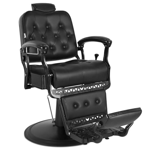 WINEDYOUNG Vintage Barber Chair Heavy Duty Barber Chairs for Hair Stylist Hydraulic Reclining Salon Chair Beauty Spa Equipment Retro Style Barber Chair