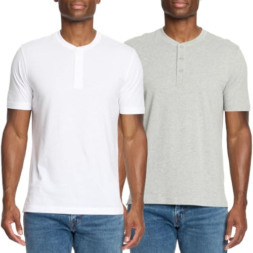 Weatherproof WP 2 Pack Short Sleeve Henley Mens Shirts, Mens Shirts Casual, Lightweight Tee