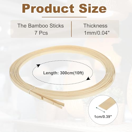 Kit de reparación de mimbre con tiras de bambú de 1mm de grosor para tejer cestería 2