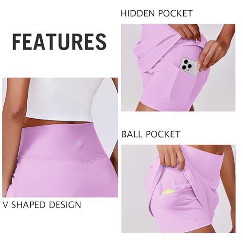 Image of PINSPARK Womens Tennis Skirt High Waisted Golf Skort with 2 Pockets Stretchy Athletic Skirts for Workout Pickleball Running