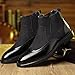 GHIBHNA Men'S Brogue Wingtip Chelsea Ankle Boots Retro Pointed Low Chunky Heel Slip-On Business Work Dress Boots Fashion Leather Casual Ankle Boots (black,11)
