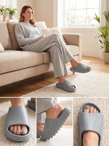 Image of Cloud Slides for Women Men, Unisex Recovery House Slides Indoor Outdoor, Waterproof Shower Shoes for Bathroom, Womens Mens Walking Sandals Comfortable