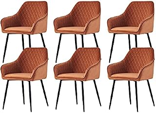 AINPECCA Set of 6 Green Velvet Dining Chairs Velvet Upholstered Seat with Metal Legs (Green Vlt, 6)