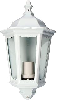 Applique in alluminio e vetro da parete IP44 E27 100 W, colore bianco, dimensioni 25 x...