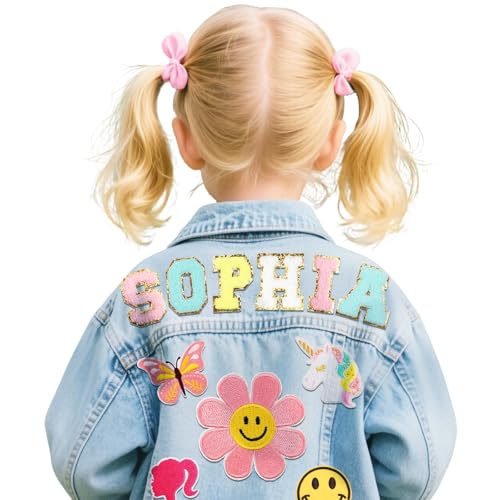 Personalized Kids Denim Jacket with Names, Birthday, Easter, Christmas Gifts for Toddler Girls 1-14 Years