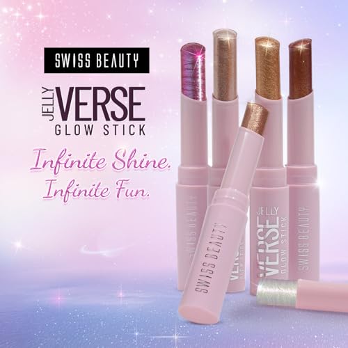 Image of Swiss Beauty Jelly Verse Eyeshadow Glow Stick | Rich Colour Payoff | Crease-Proof | Sparkling Shine | 6 Stellar Shades | Shade- 2. Bronzed Eclipse, 3g (Pack of 3)