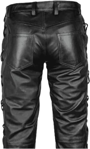 Classic Fit 5 Pockets Leather Pants for Men - Premium Biker Fashion Traditional Cowboy Western Pants3
