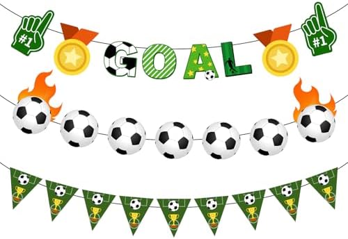Soccer Party Decorations Pre-Strung World Cup Soccers Banner 3Pcs...