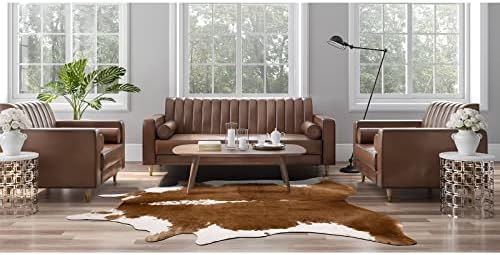 AROGAN 8x10 Faux Cowhide Area Rugs for Living Room, Animal Skins Cow Hide Rug for Bedroom, Cool Western Christmas Decor, Thin Leather Cow Hide Carpets Fireplace Rug, Brown
