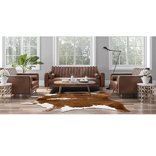 AROGAN 8x10 Faux Cowhide Area Rugs for Living Room, Animal Skins Cow Hide Rug for Bedroom, Cool Western Christmas Decor, Thin Leather Cow Hide Carpets Fireplace Rug, Brown
