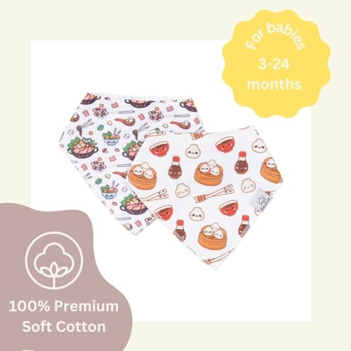 Baby Bandana Drool Bibs for Drooling and Teething, Gift Set For Boys & Girls, Soft 100% Cotton Bandana Bibs, Baby Drool Bib, Teething Bibs for Infant, Toddler, 3 Pack boba, dumpling3