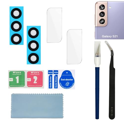 UYGHHK for Galaxy S21 / S21 Plus 2 Sets(6PCs) Back Camera Lens Glass Replacement, Back Rear Lens Glass for Samsung Galaxy S21 6.2 inches All Carriers with Lens Protector & Repair Tool Kit