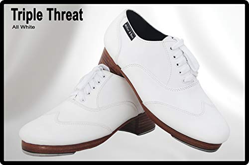 Miller & Ben Tap Shoes; Triple Threat; All White Professional Tap Shoes2