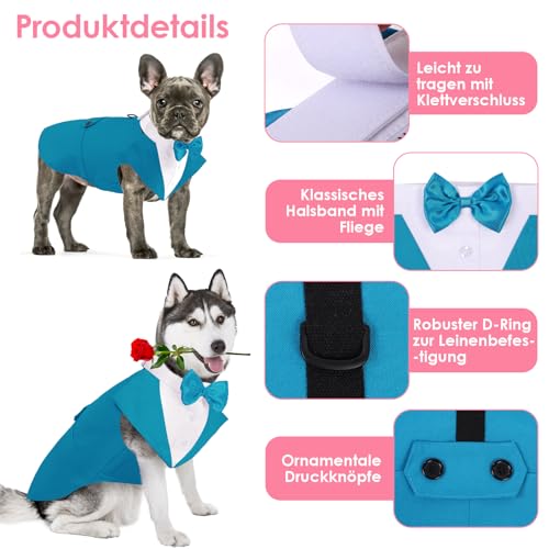 AOFITEE Hunde-Smoking mit Halstuch, Hunde-Kostüm für Hochzeit, Weihnachten, Halloween, mit Kragen mit abnehmbarer Fliege, für große Hunde