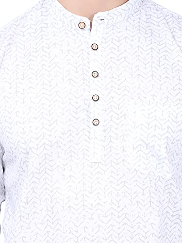 Image of Majestic Man Men's Cotton Regular Fit Short Printed Designer Kurta