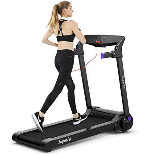 Image of GYMAX Folding Treadmill, 3.0HP Free Installation Running Machine with Bluetooth Speaker, HD Touch Screen Monitor, Smart APP Control, Silent Jogging Walking Machine for Home Office