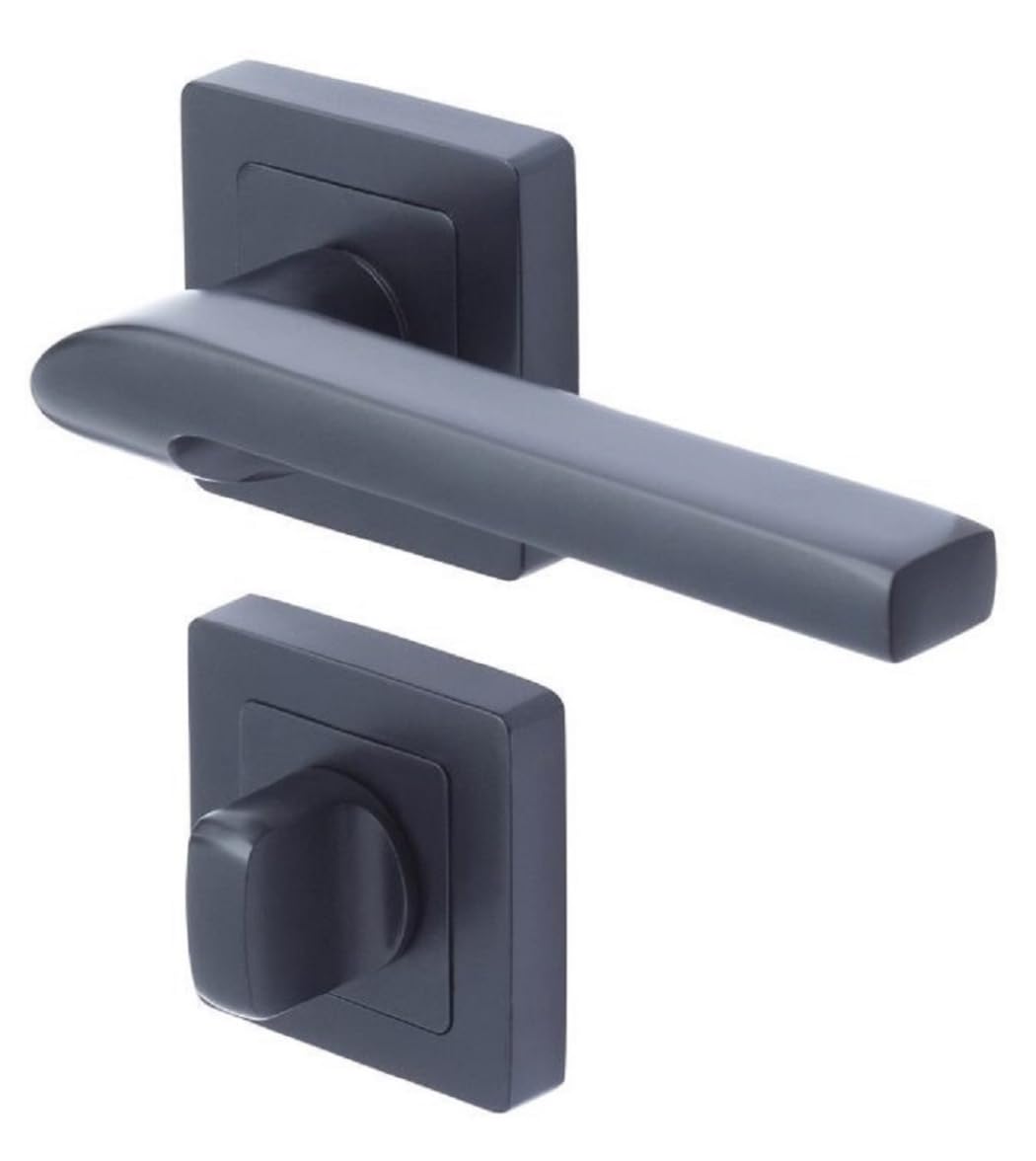 Poignée de porte carrée Yale avec verrouillage bouton noir