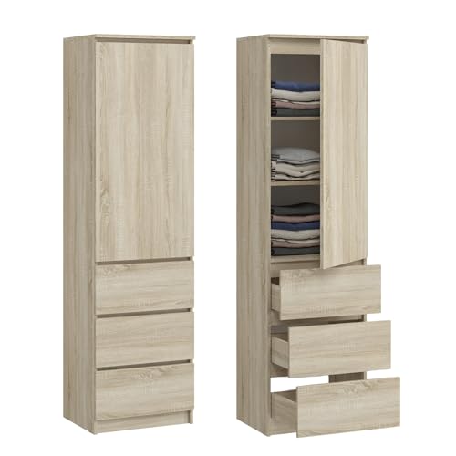 Kleiderschrank, Garderobenschrank, Mehrzweckschrank mit 3 Einlegeböden & 3 Schubladen | kompakter uâ€¦ – Miniatur
