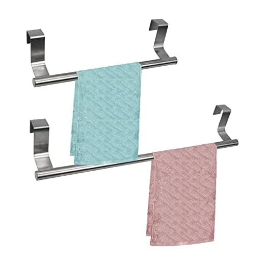 2PCS Toallero Cocina Puerta, Barras para Colgar Paños de Cocina -Toalleros de Baño sin Taladro-Colgador Trapos Cocina-Colgador Cocina para Puerta(Plata)