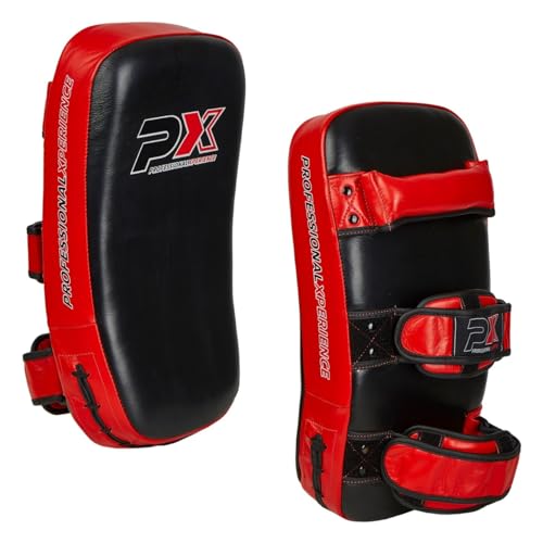 PX Thai Pad (Paar) - Arm Makiwara - Echtleder schwarz-rot - Schlagpolster, Pratze - Kickboxen, Thaiboxen